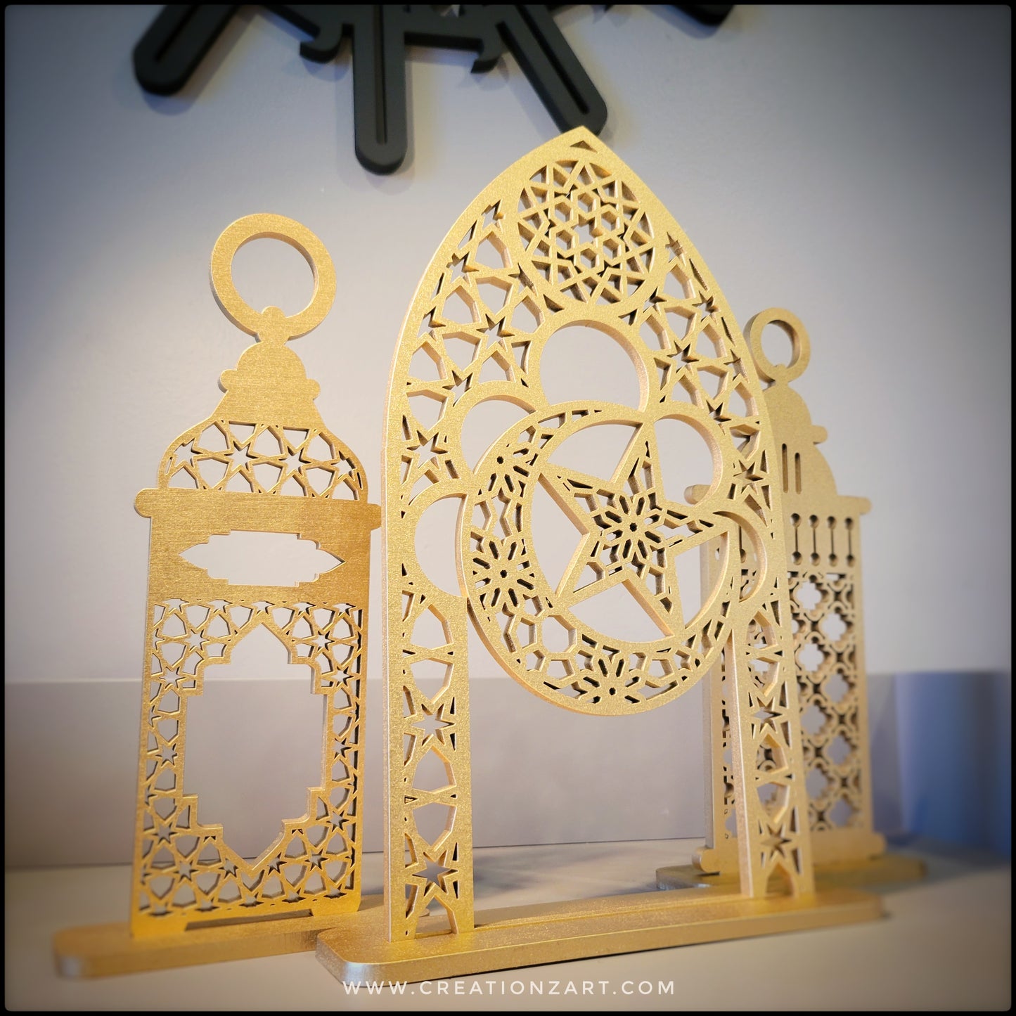 Set of Three Moroccan Geometric Art for Ramadan decoration