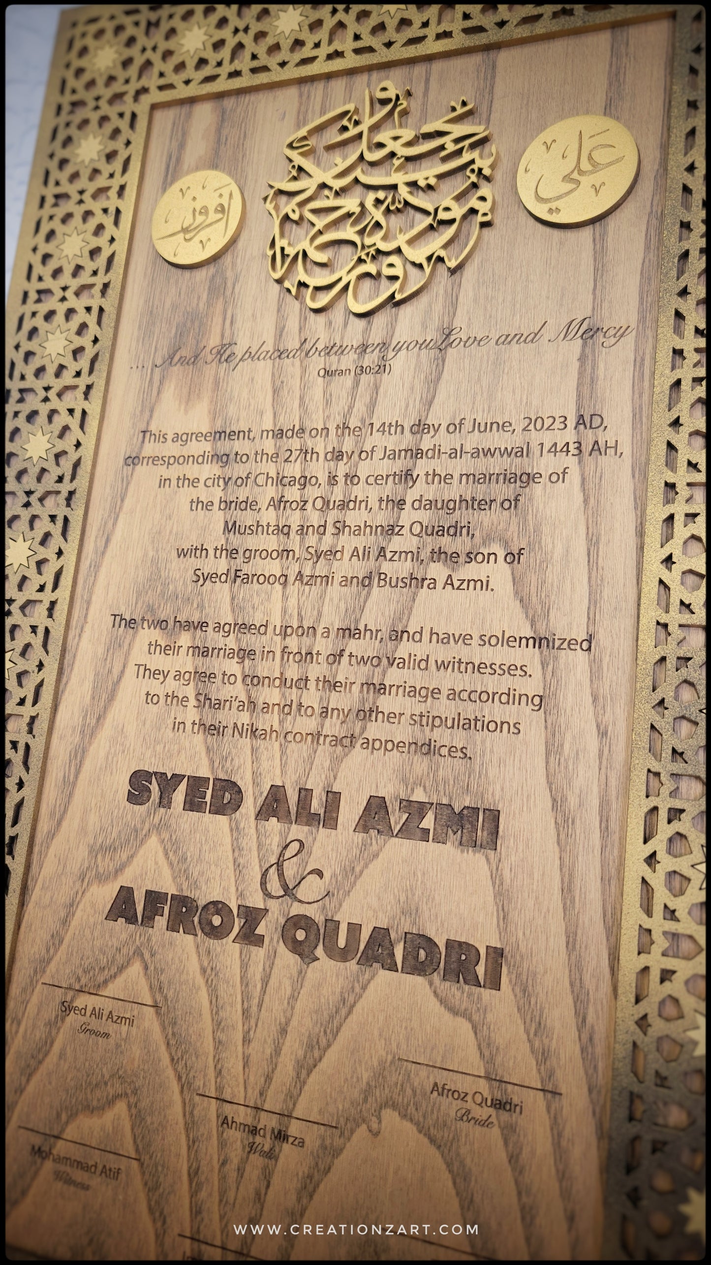 Custom Nikkahnama - Custom wedding certificate