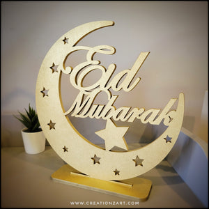 Eid Mubarak Crescent Table top art in English