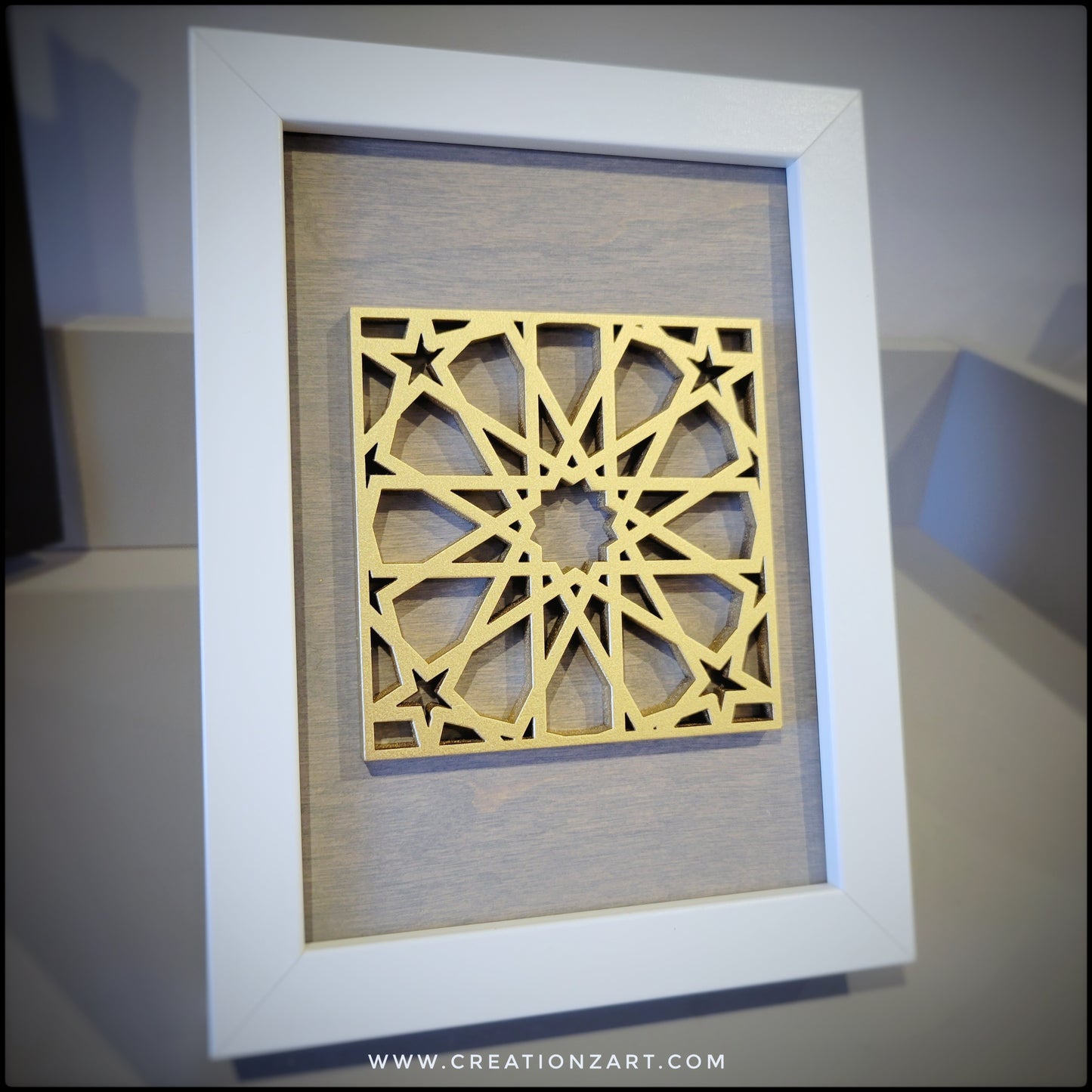 Moroccan pattern wood artwork frame - Islamic Artwork - modern Arabic calligraphy art