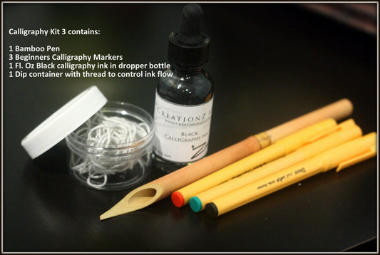 Beginners Calligraphy Kit - Bamboo Calligraphy pens, Markers, and Ink