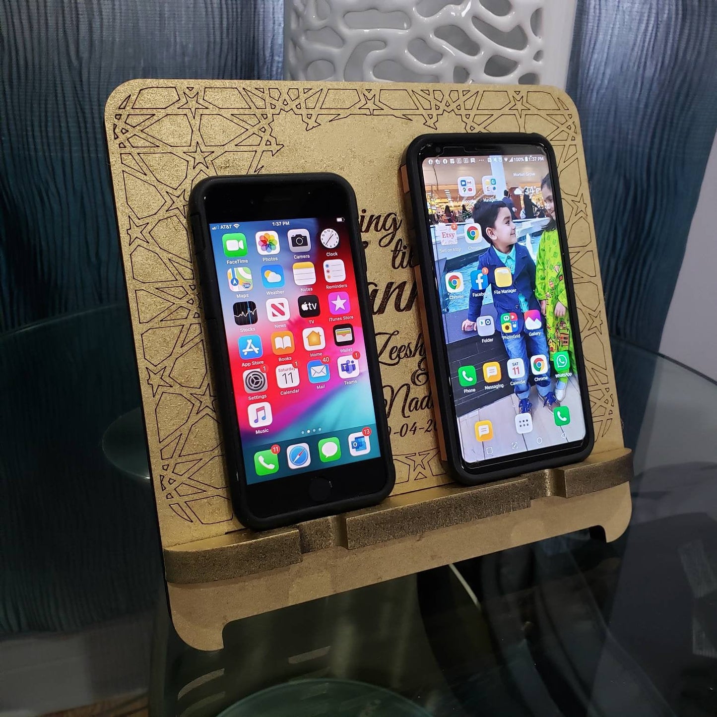 Dual custom phone holder for couples