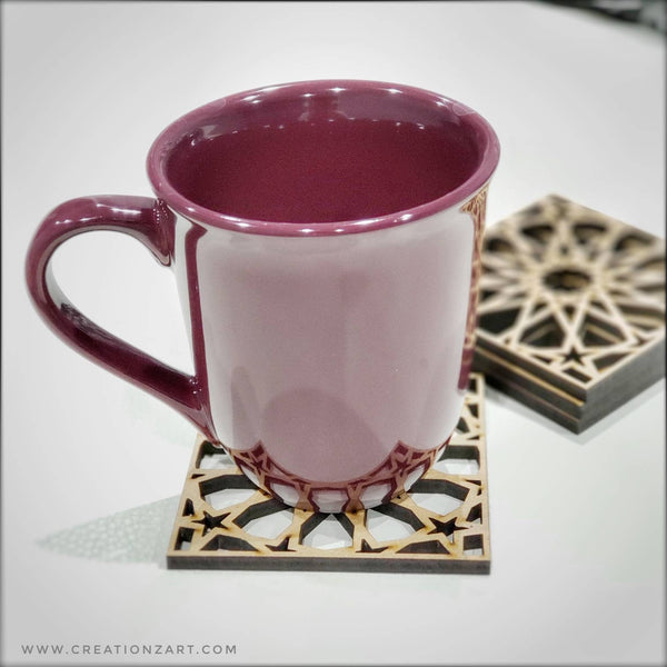 Arabic geometric pattern Coaster set - Moroccan theme decoration - Set of 4 coasters