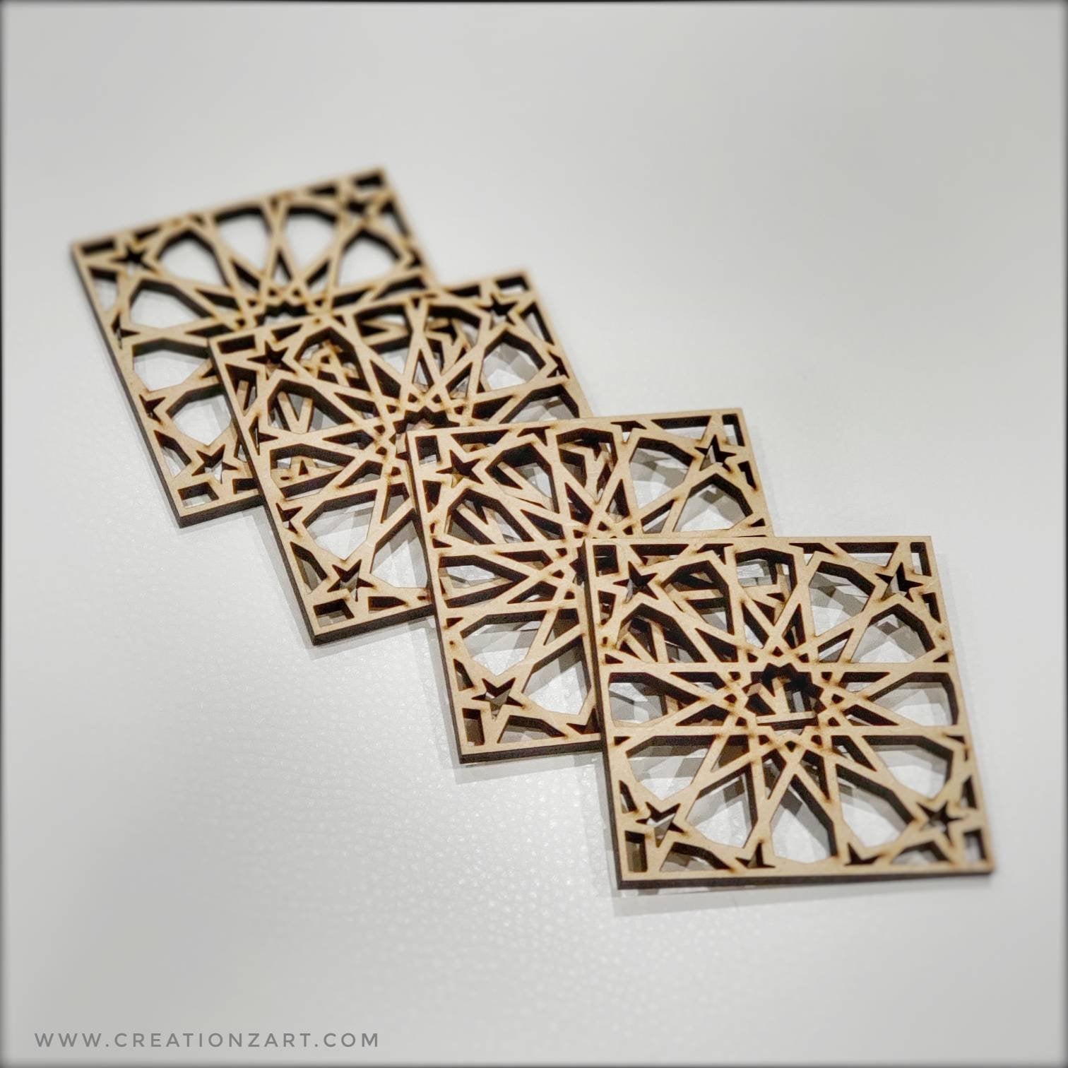 Arabic geometric pattern Coaster set - Moroccan theme decoration - Set of 4 coasters